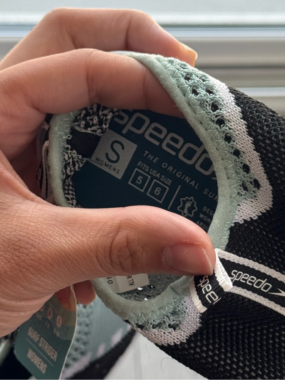 NWT Speedo Women Black Slip-On Swim Shoes with Mint Accents | Small - Picture 8 of 8